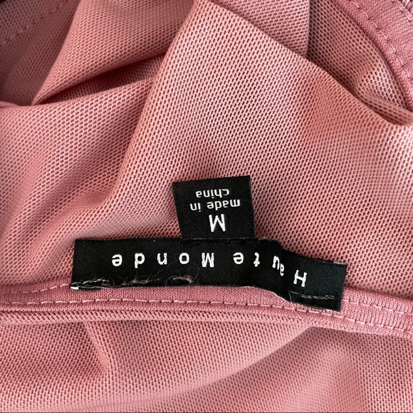 Haute Monde Floral Sheer Bodysuit Embroidered Applique Mauve Blush Festival - Picture 4 of 6